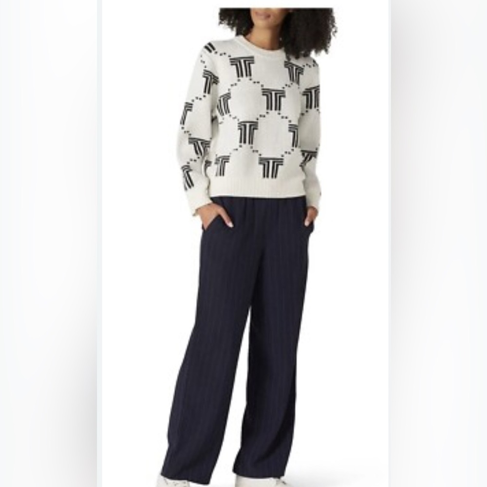 Tory Burch Sport Merino Net-T Jacquard Wool Sweater Red White Small VGUC